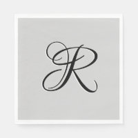 Black 3D Calligraphy Initial Letter | Pastel Grey