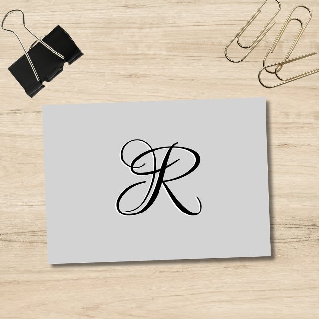 Black 3D Calligraphy Initial Letter | Pastel Grey Post-it Notes (Creator Uploaded)