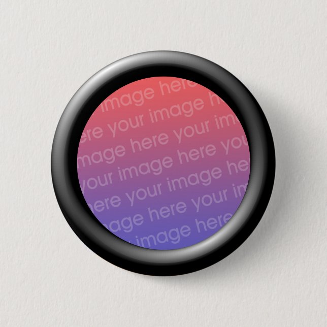 Black (3d effect frame border) Template 6 Cm Round Badge (Front)