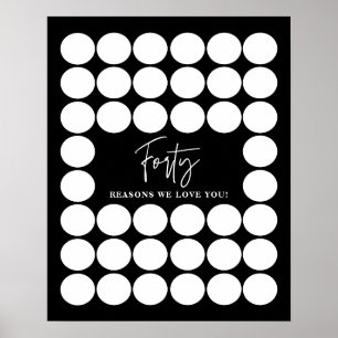Black 40 Reasons We Love You Birthday Keepsake Poster