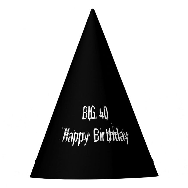 Black 40th Birthday Party Hat (Front)