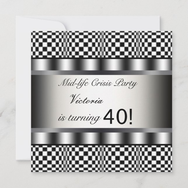 Black 40th Birthday Party Invitation (Front)