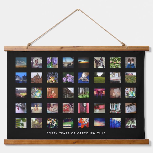 Black 40th Birthday Photo Collage Tapestry Print (Front)