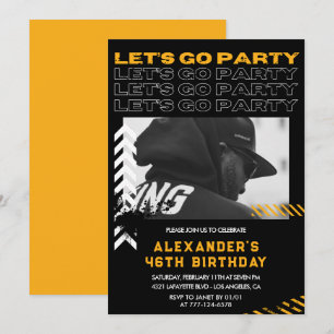 Black 46th birthday invitations Men Photo Spray