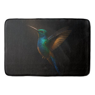 Black 4 Luxe Bath Mat with Hummingbird Flying
