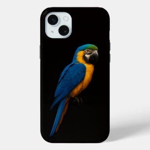 Black 4 Luxe, Blue Yellow Macaw iPhone 15 Plus iPhone 15 Mini Case