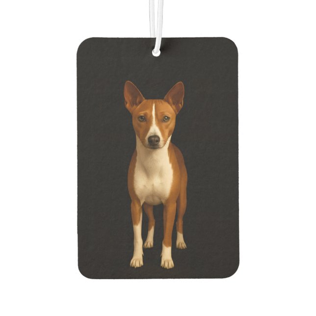 Black 4 Luxe Car Air Fresheners, Classy Basenji  Car Air Freshener (Back)