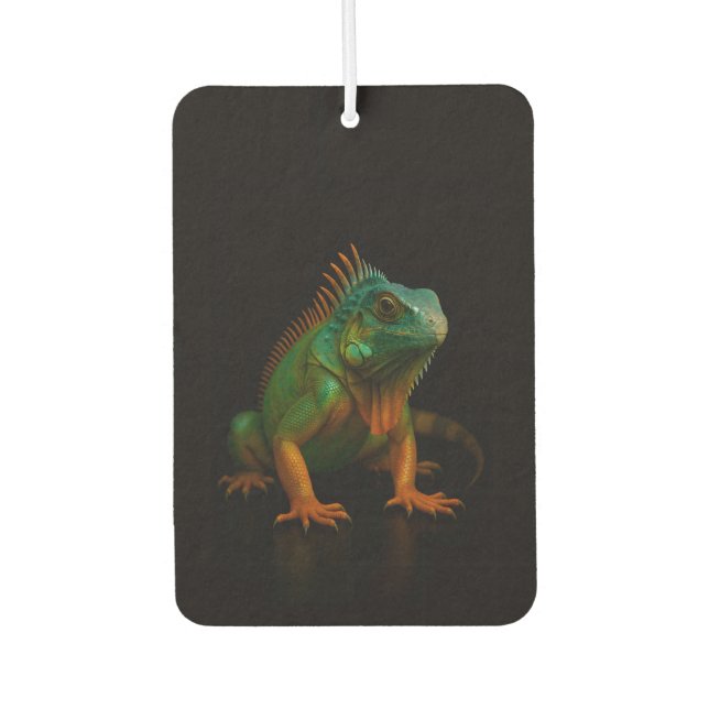 Black 4 Luxe Car Air Fresheners, Green Iguana Freshener (Front)