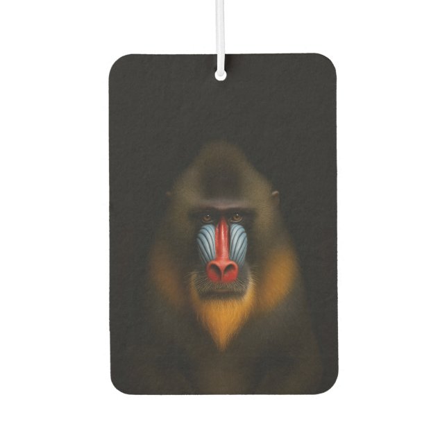 Black 4 Luxe Car Air Fresheners, Mandrill Monkey Car Air Freshener (Front)