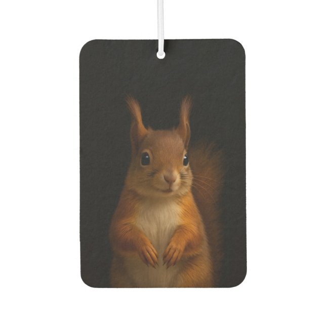 Black 4 Luxe Car Air Fresheners, Red Squirrel Car Air Freshener (Front)