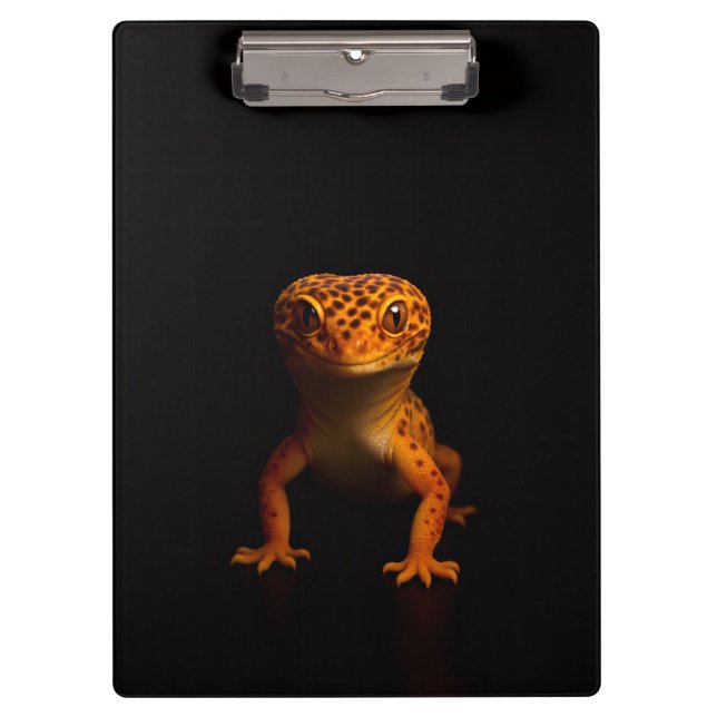 Black 4 Luxe Clipboard, Gecko Leopard Lizard Clipboard (Front)