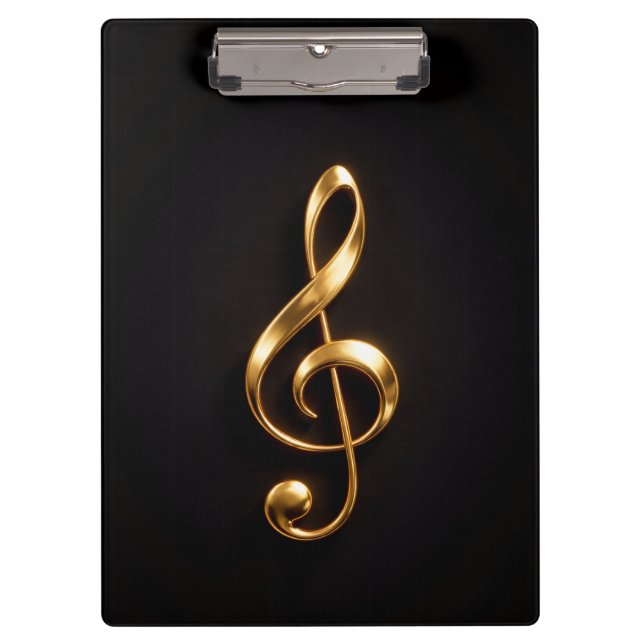 Black 4 Luxe Clipboard, Golden Treble Clef Clipboard (Front)