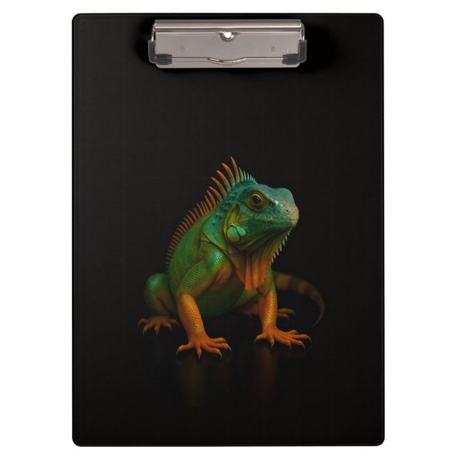 Black 4 Luxe Clipboard, Green Iguana Clipboard (Front)