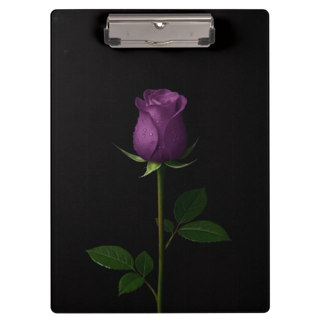 Black 4 Luxe Clipboard, Royal Violet Rose Clipboard (Front)