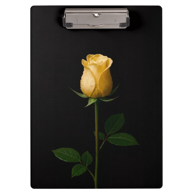 Black 4 Luxe Clipboard, Sunlit Yellow Rose Clipboard (Front)