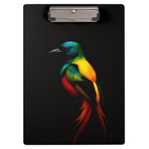 Black 4 Luxe Clipboard,  Tropical Rainbow Bird Clipboard