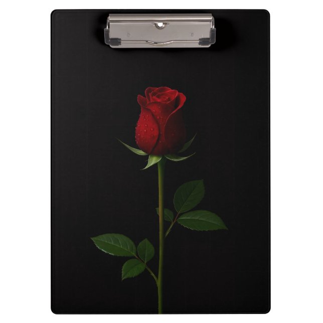 Black 4 Luxe Clipboard, Velvet Red Rose Clipboard (Front)