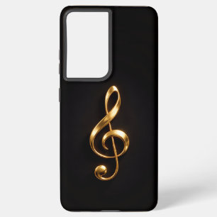 Black 4 Luxe Galaxy S21 Plus, Golden Treble Clef Samsung Galaxy Case