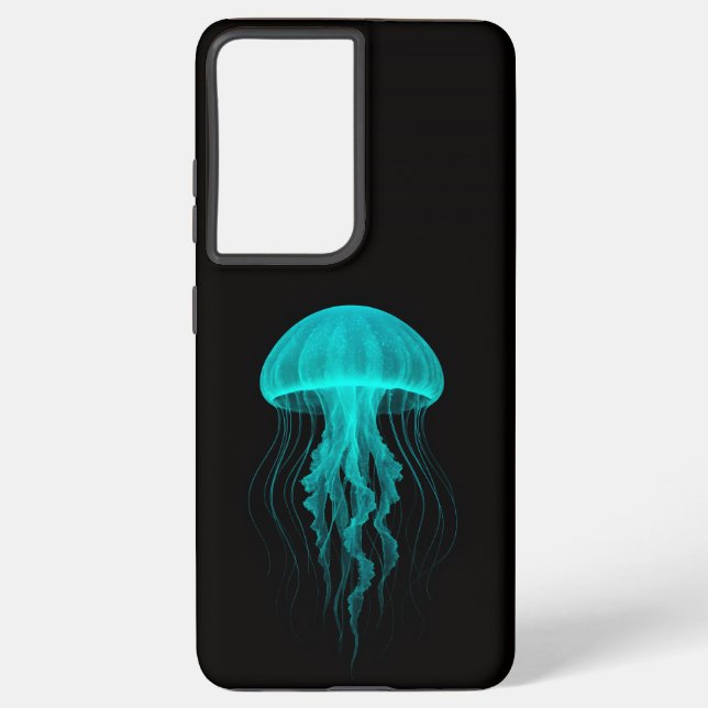 Black 4 Luxe Galaxy S21 Plus, Green Jellyfish Samsung Galaxy S21+ Case (Back)