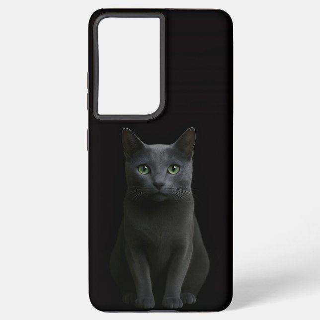 Black 4 Luxe Galaxy S21 Plus, Russian Blue Cat Samsung Galaxy S21+ Case (Back)