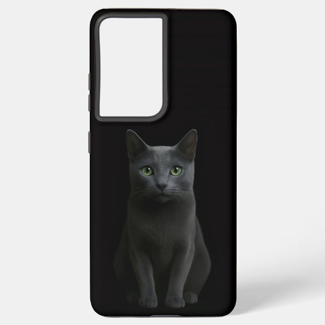 Black 4 Luxe Galaxy S21 Ultra, Russian Blue Cat Samsung Galaxy S21 Ultra Case (Back)