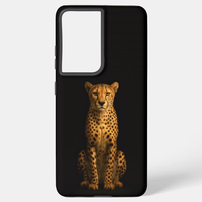 Black 4 Luxe Galaxy S21 Ultra, Sleek Cheetah Samsung Galaxy S21 Ultra Case (Back)