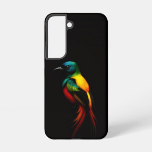 Black 4 Luxe Galaxy S22 Case, Rainbow Tail Bird Samsung Galaxy Case