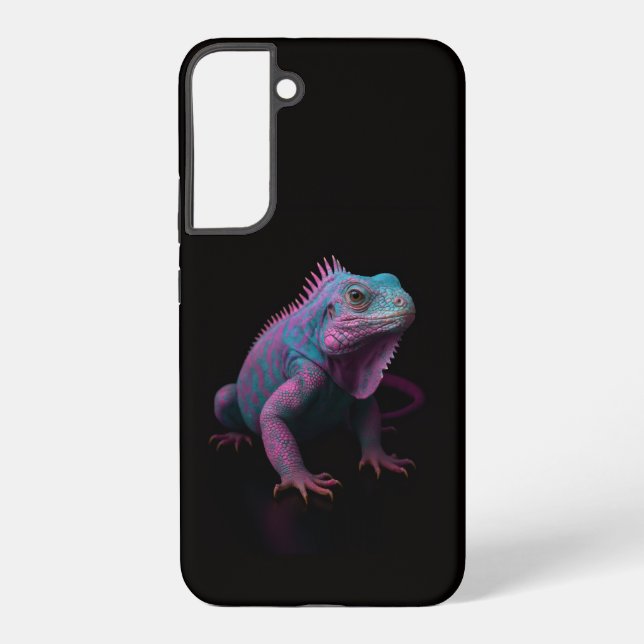 Black 4 Luxe Galaxy S22 Plus, Pink Tropical Iguana Samsung Galaxy S22+ Case (Back)