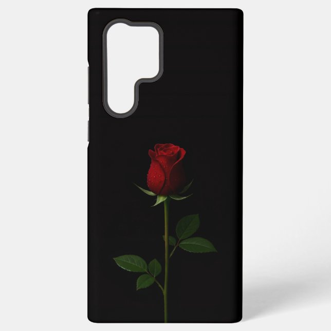 Black 4 Luxe Galaxy S22 Ultra, Velvet Red Rose Samsung Galaxy S22 Ultra Case (Back)