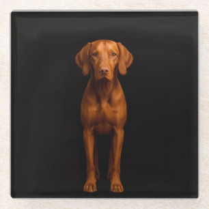 Black 4 Luxe Glass coaster, Agile Vizsla Dog Glass Coaster