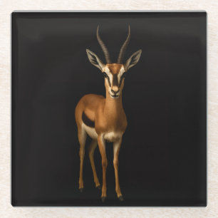 Black 4 Luxe Glass coaster, Elegant Gazella Glass Coaster