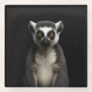 Black 4 Luxe Glass coaster, Gentle Lemur Coaster