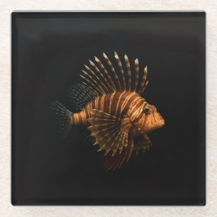 Black 4 Luxe Glass coaster, Red Lionfish Coaster