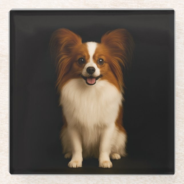 Black 4 Luxe Glass coaster, Refined Papillon Coaster (Front)