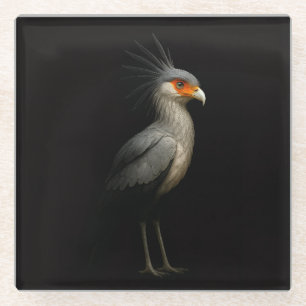 Black 4 Luxe Glass coaster, Secretary Bird Coaster