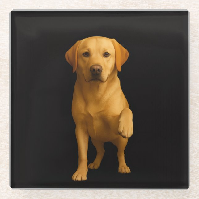 Black 4 Luxe Glass coaster, Tender Labrador Glass Coaster (Front)