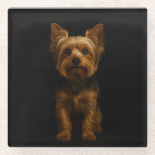 Black 4 Luxe Glass coaster, Yorkshire Terrier Coaster