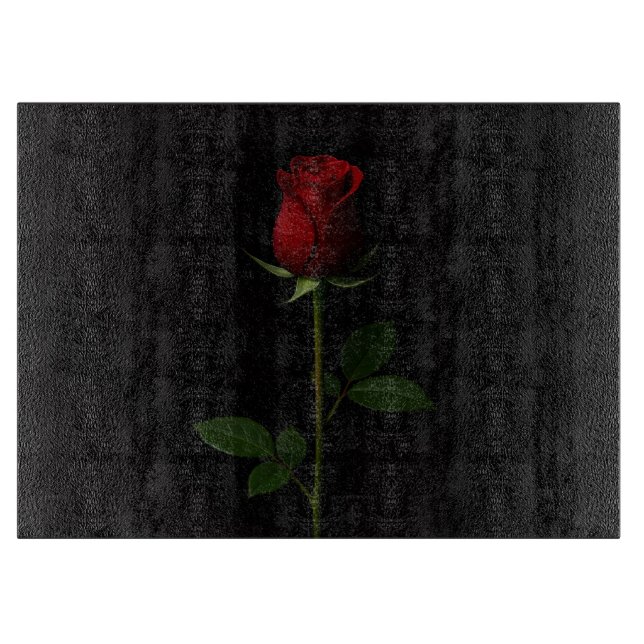 Black 4 Luxe Glass cutting board Velvet Red Rose (Front)