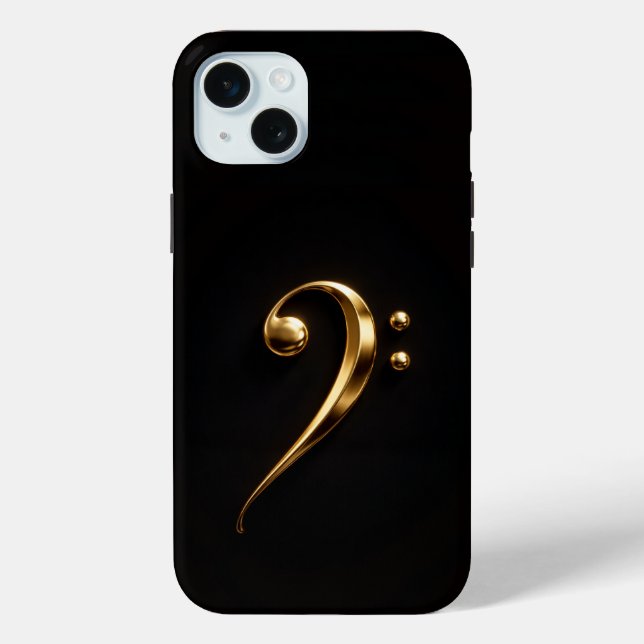 Black 4 Luxe, Golden Bass Clef iPhone 15 Plus Case-Mate iPhone Case (Back)