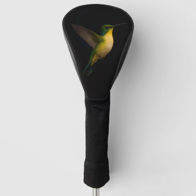 Black 4 Luxe Golf Driver Cover, Flying Hummingbird Golf Head Cover (Front)