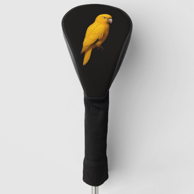 Black 4 Luxe Golf Driver Cover, Golden Parakeet Head Cover (Front)