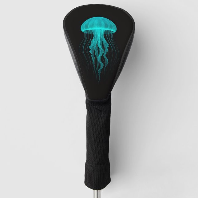 Black 4 Luxe Golf Driver Cover, Green Jellyfish Golf Head Cover (Front)