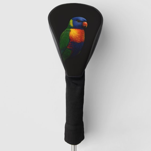 Black 4 Luxe Golf Driver Cover, Lorikeet Parrot Golf Head Cover (Front)