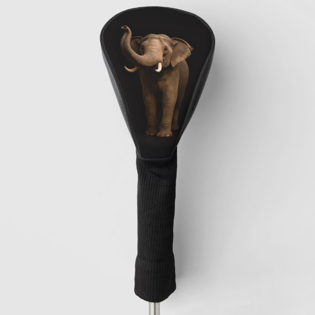 Black 4 Luxe Golf Driver Cover, Mighty Elephant Golf Head Cover (Front)