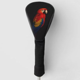 Black 4 Luxe Golf Driver Cover, Scarlet Parrot Head Cover