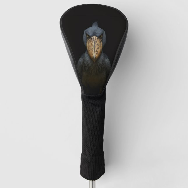 Black 4 Luxe Golf Driver Cover, Shoebill Bird Head Cover (Front)