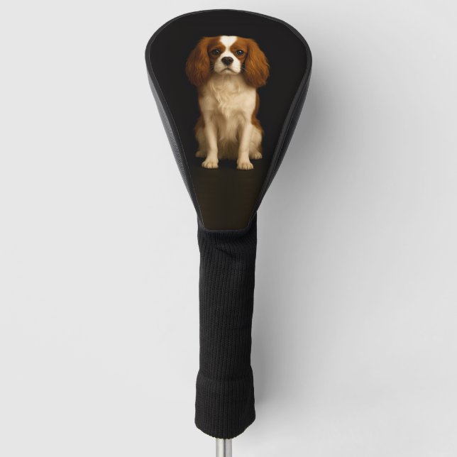 Black 4 Luxe Golf Driver Cover, Sweet Cavalier Head Cover (Front)