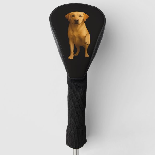 Black 4 Luxe Golf Driver Cover, Tender Labrador Golf Head Cover (Front)