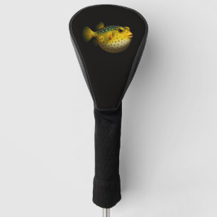 Black 4 Luxe Golf Driver Cover, Yellow Putterfish Golf Head Cover