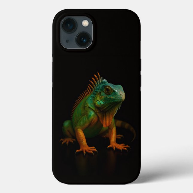 Black 4 Luxe iPhone 13 case, Green Iguana Case-Mate iPhone Case (Back)